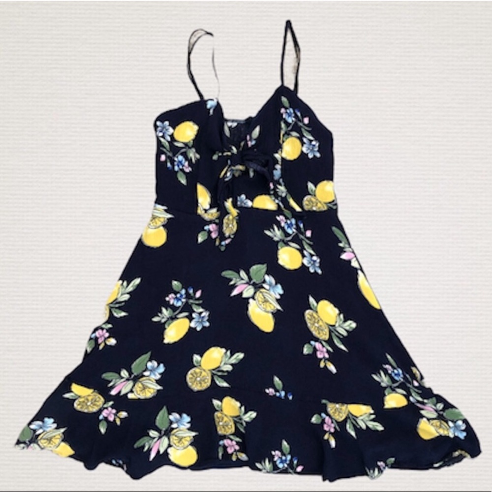 SAGE Ruffle Lemon Print Mini Dress - Picture 1 of 7